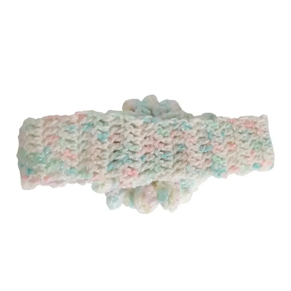 Vintage Handmade Crochet Floral Headband Rosette Baby Girl Pink Pastel Multi